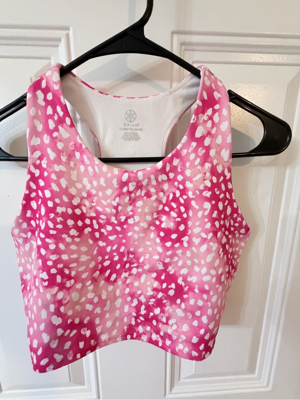 GAIAM Pink & White Speckled Racerback Crop